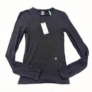 G-Star Raw Black Slim Ribbed Neck Long Sleeve Sweater Top Size XS NWT $49
